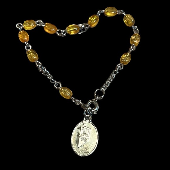 Italian Amber Beads St Anthony Prayer keepsake religious Bracelet - Picture 3 of 5